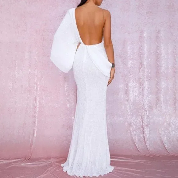 Black Backless Sequins Wedding Dress Prom Gown - Picture 10 of 10